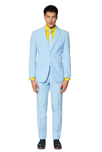 OppoSuits Modisch Party Einfarbige Anzüge für Herren - Mit Jackett, Hose und Krawatte, Schwarz (Black Kngiht), 58 EU im Sale